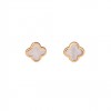 (Thumb 1) WHITE MOTHER OF PEARL CROSS EARRINGS - SOLID GOLD 14K