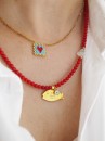 (Thumb 2) Filaki Necklace-Κόκκινο Χειροποίητο Κολιέ με Ψαράκι & Ματάκι | alevizou jewellery