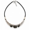 (Thumb 1) Luna Statement Necklace – Ασημί Κολιέ με Μαύρα Μοτίβα