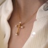 (Thumb 2) WOMEN'S CROSS NECKLACE WITH PEARLS 925