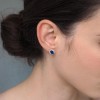 (Thumb 2) GOLD EARRINGS WITH BLUE OVAL ZIRCON14K
