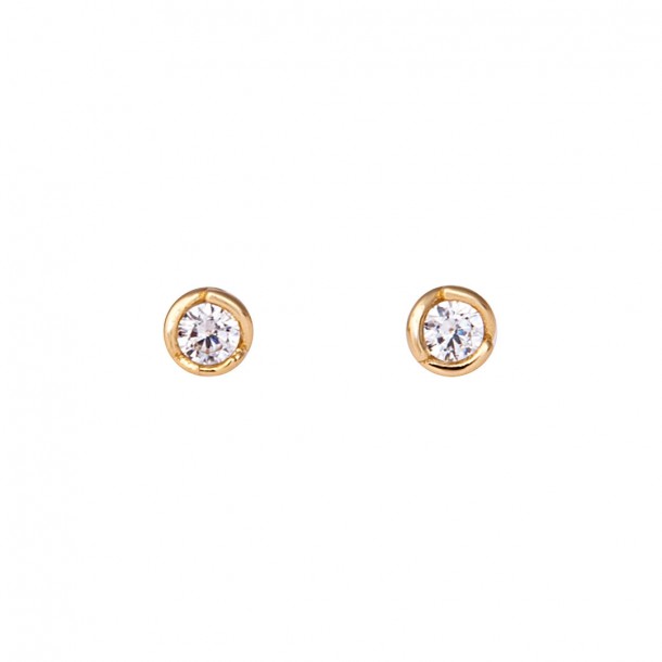 (Preview 1) ZIRCON CIRCLE EARRINGS SOLID GOLD 14K