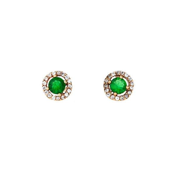 (Preview 1) WOMENS' GREEN ZIRCON EARRINGS - SOLID GOLD 14K