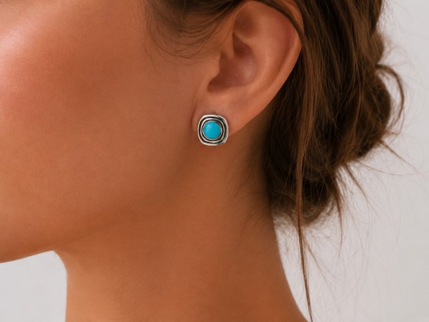 (Preview 2) Statement Σκουλαρίκια με Τυρκουάζ Λεπτομέρεια | alevizou jewellery