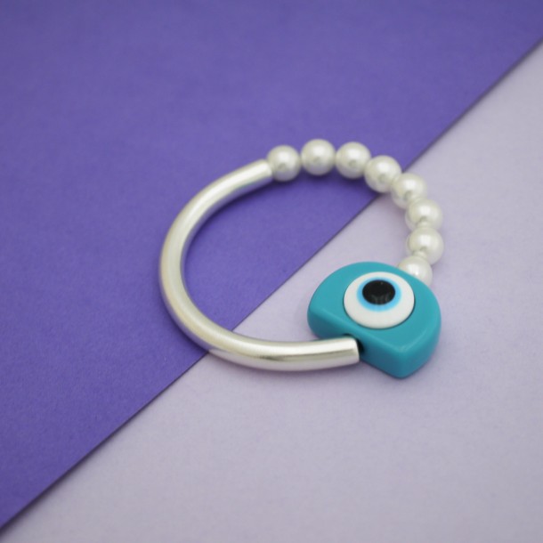 (Preview 1) Half & Half Βραχιόλι με Μάτι και Πέρλες | alevizou jewellery