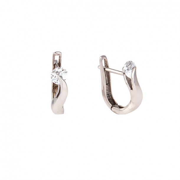 (Preview 1) HOOP ZIRCON EARRINGS - WHITE GOLD 14K