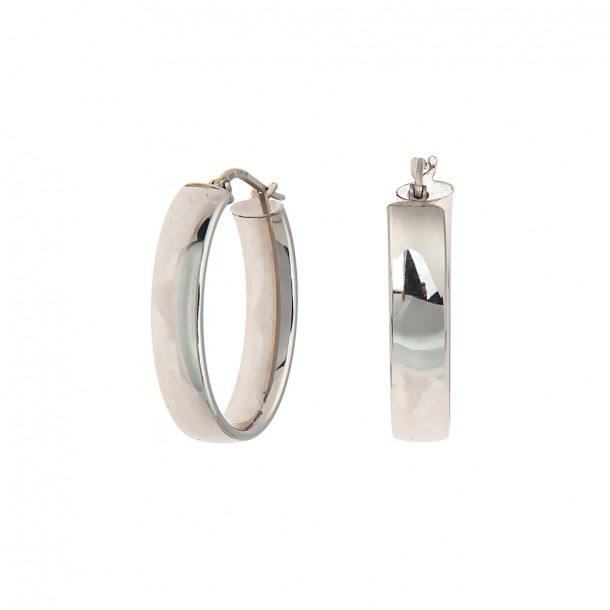 (Preview 1) SILVER HOOP EARRINGS 925 OVAL SHAPE