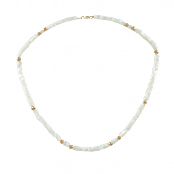 (Preview 1) MOTHER OF PEARL AND HEMATITE STONE NECKLACE 