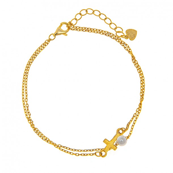 (Preview 1) GIRL'S SILVER BRACELET 925 WITH GOLD CROSS