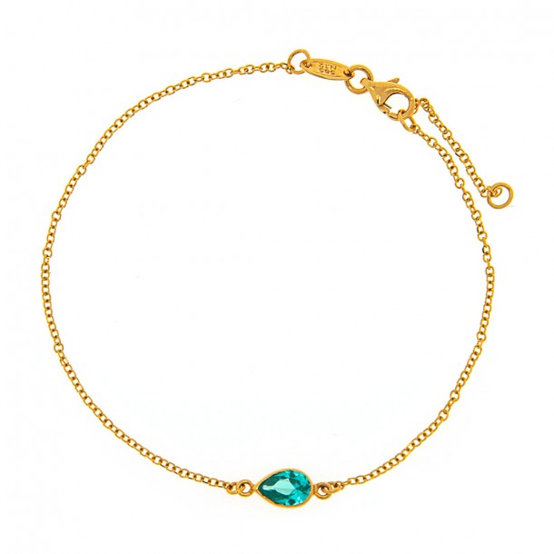 (Preview 1) GIRL'S GOLD BRACELET K14 WITH GREEN STONE