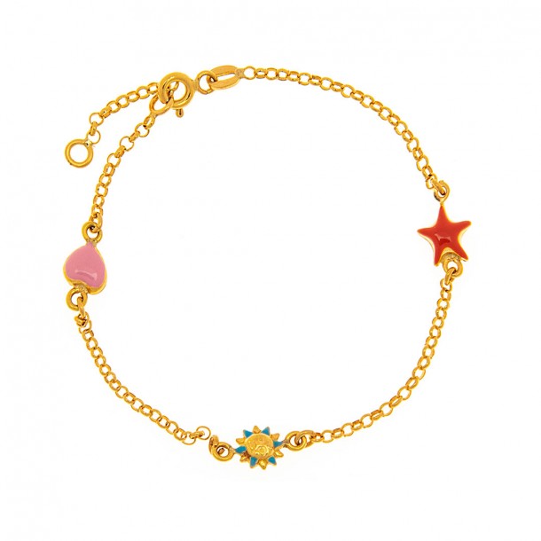 (Preview 1) GIRL'S GOLD BRACELET K18 WITH COLORFUL ENAMEL