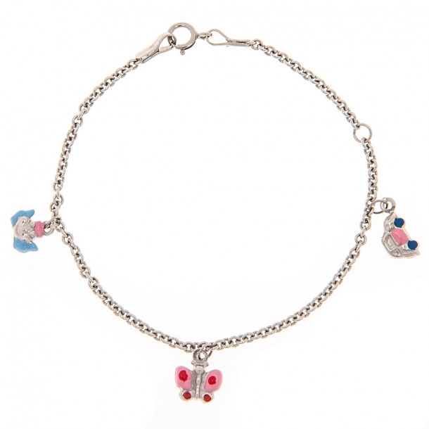 (Preview 1) GIRL'S WHITE GOLD BRACELET K14 WITH COLORFUL ENAMEL