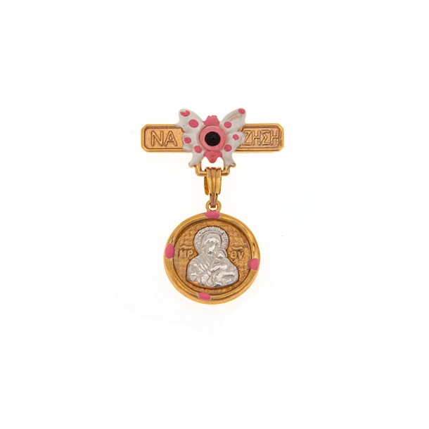 (Preview 1) GOLD AMULET K14 FOR GIRL WITH RELIGIOUS ICON