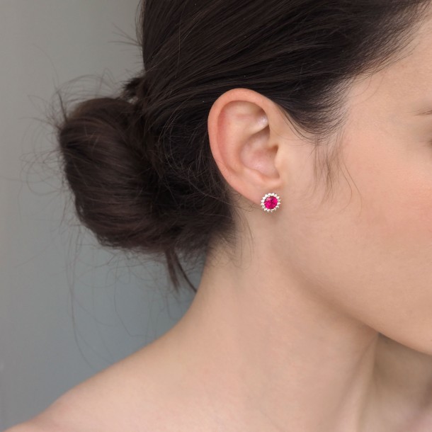 (Preview 2) GOLD EARRINGS WITH RED ZIRCON14K