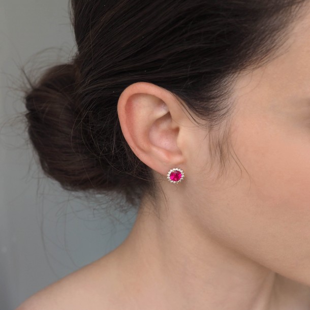 (Preview 4) GOLD EARRINGS WITH RED ZIRCON14K