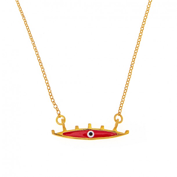 (Preview 1) SILVER NECKLACE EVIL EYE 925 WITH RED ENAMEL