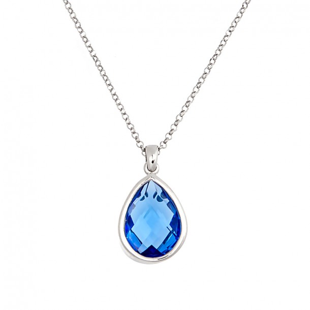 (Preview 1) WOMEN'S NECKLACE WITH BLUE CRYSTAL 925