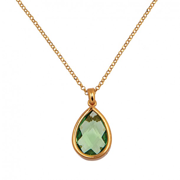 (Preview 1) WOMEN'S NECKLACE WITH GREEN CRYSTAL 925