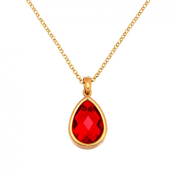 (Preview 1) WOMEN'S NECKLACE WITH RED CRYSTAL 925