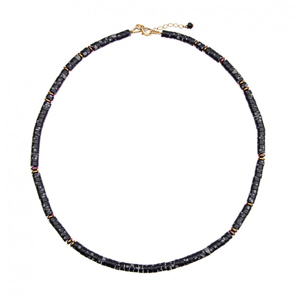 (Preview 1) A NECKLACE WITH BLACK SEMI-PRECIOUS STONES AND HEMATITE