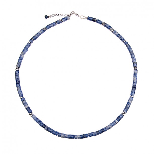 (Preview 1) NECKLACE WITH BLUE SEMI-PRECIOUS STONES AND HEMATITE