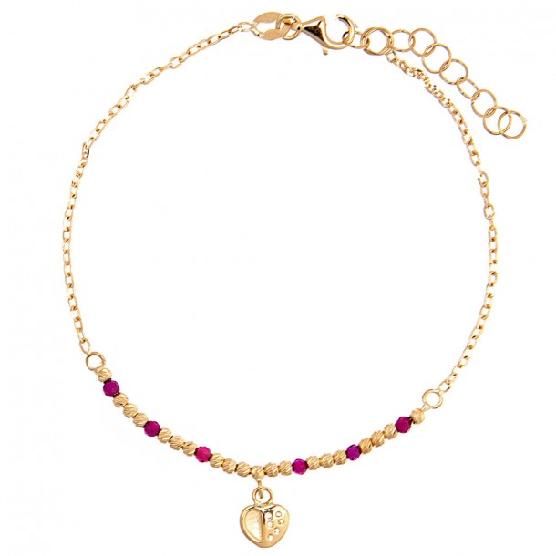 (Preview 1) CHILDREN'S BRACELET WITH BEADS AND PENDANT HEART Κ14