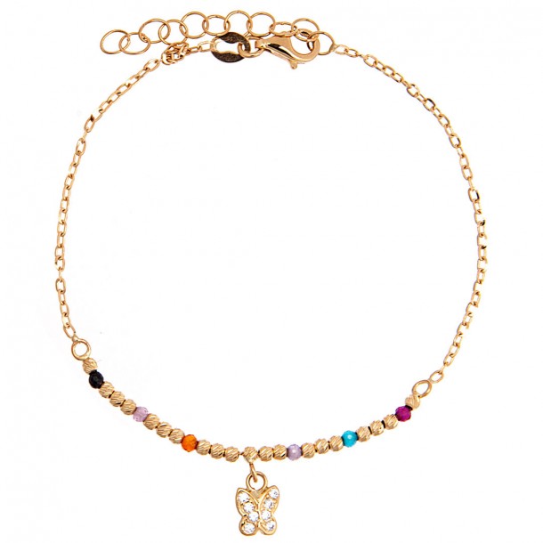 (Preview 1) CHILDREN'S BRACELET WITH BEADS AND PENDANT BUTTERFLY Κ14