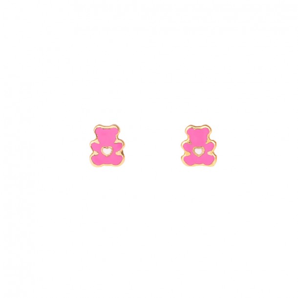 (Preview 1) GIRLS PINK BEARS SOLID GOLD 14K
