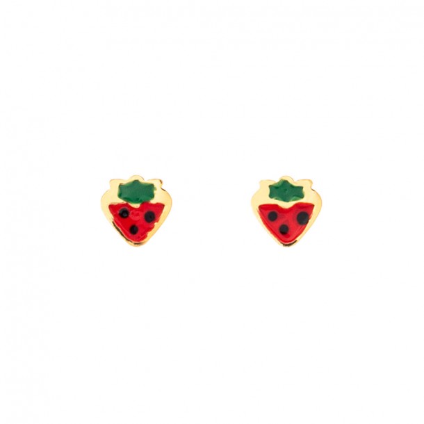 (Preview 1) GIRLS STRAWBERRY EARRINGS SOLID GOLD 14K