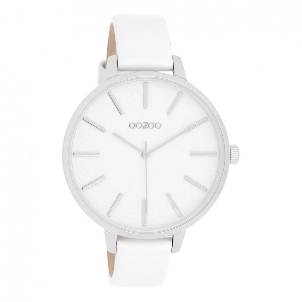 (Preview 1)  OOZOO  C11155 Timepieces White Leather Strap 