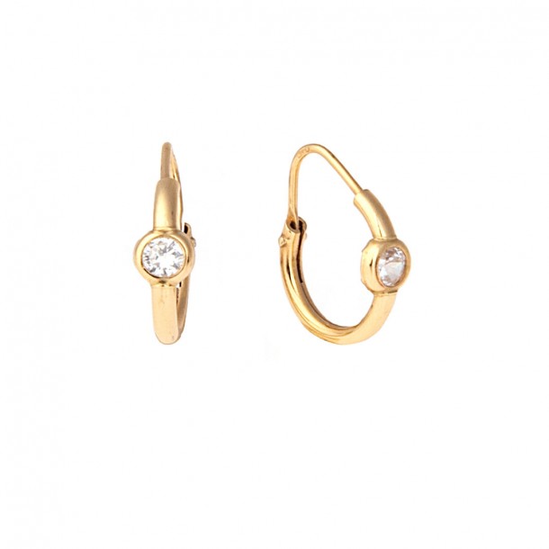 (Preview 1) HOOP EARRINGS WITH ZIRCON - SOLID GOLD 14K