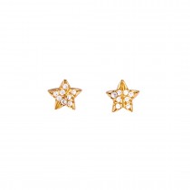 ZIRCON STARS - SOLID GOLD 14K EARRINGS 