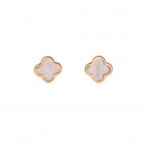 WHITE MOTHER OF PEARL CROSS EARRINGS - SOLID GOLD 14K
