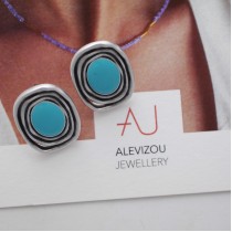 Statement Σκουλαρίκια με Τυρκουάζ Λεπτομέρεια | alevizou jewellery