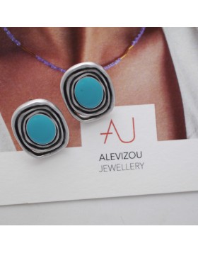 Statement Σκουλαρίκια με Τυρκουάζ Λεπτομέρεια | alevizou jewellery