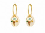 Evil Eye Shell Hoop Earrings