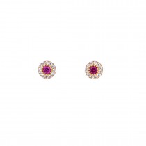 WOMENS' RED ZIRCON EARRINGS - SOLID GOLD 14K