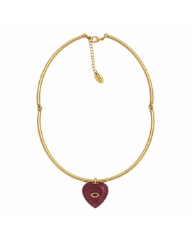 Bordeaux Heart – Σπαστή λαιμαριά από ορείχαλκο με καρδιά από αχάτη