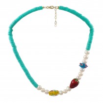 WOMEN'S NECKLACE WITH PEARLS AND MURANO GLASS BEADS