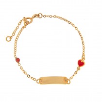 KID'S GOLD ID BRACELET K14 WITH RED HEART