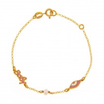 GIRL'S BRACELET 925 WITH PINK ENAMEL SHAPES