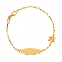 KID'S GOLD ID BRACELET K14 WITH GOLD ANGEL AND ZIRCON