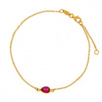GIRL'S GOLD BRACELET K14 WITH RED STONE