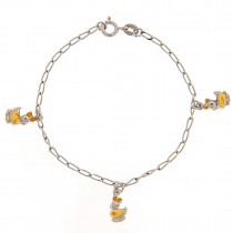 GIRL'S WHITE GOLD BRACELET K14 WITH YELLOW ENAMEL