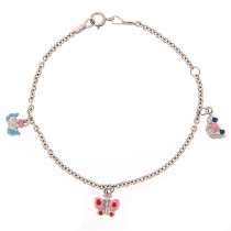 GIRL'S WHITE GOLD BRACELET K14 WITH COLORFUL ENAMEL