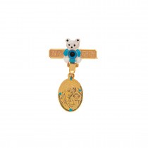 GOLD AMULET K9 FOR BOY WITH RELIGIOUS ICON