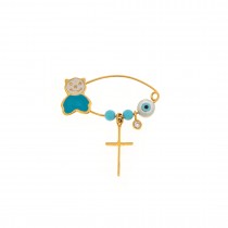 AMULET FOR BOYS WITH BLUE ENAMEL AND AN EVIL EYE