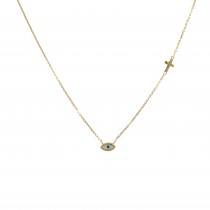EVIL EYE WITH CROSS 925 NECKLACE