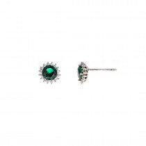WHITE GOLD EARRINGS WITH GREEN ZIRCON14K