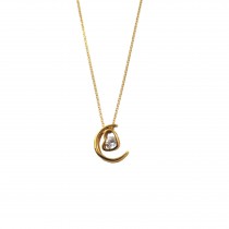 CRESCENT MOON 925 NECKLACE WITH HEART